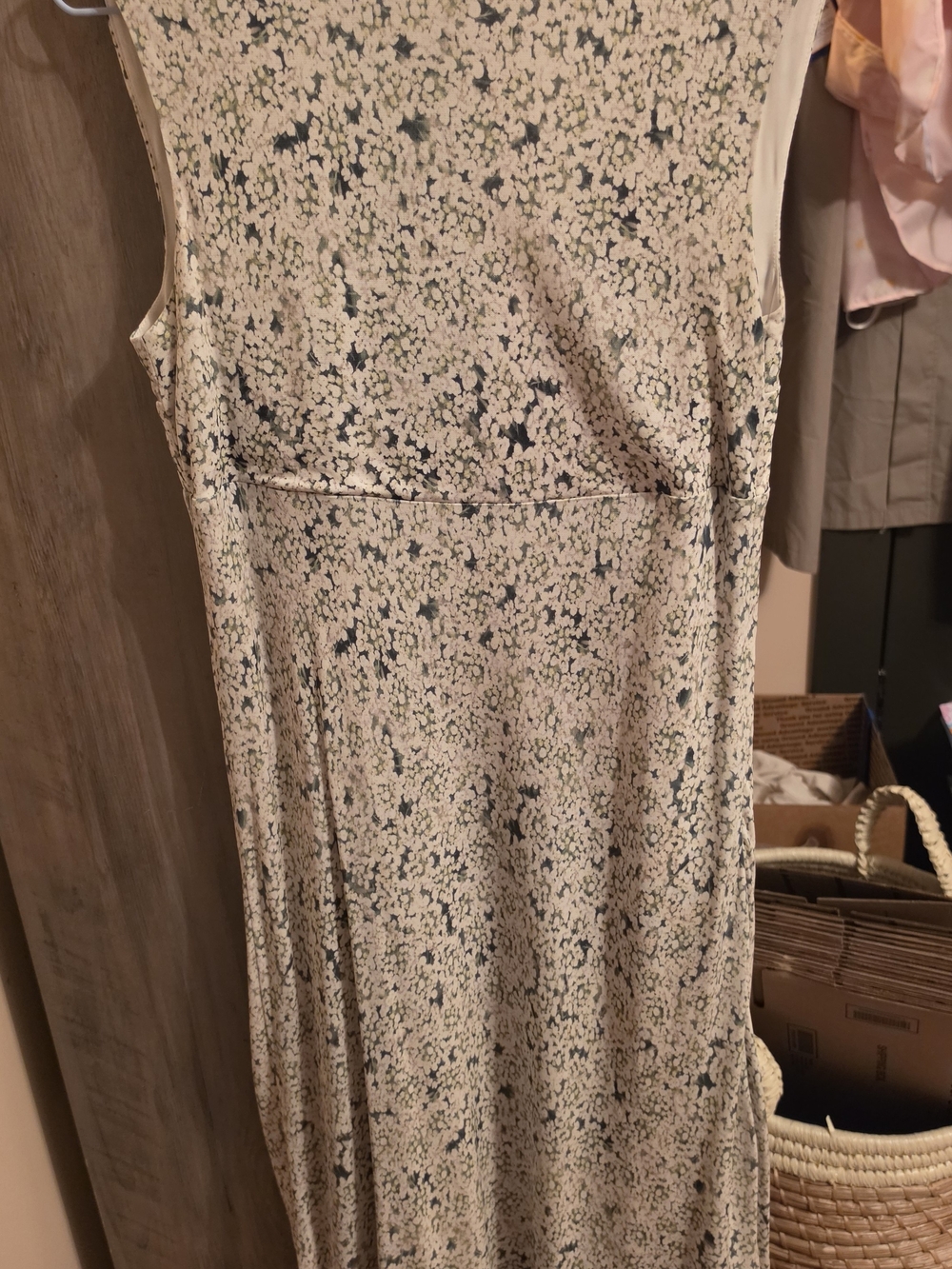 Tory Burch Cream Dress with Navy and Sage Floral Print